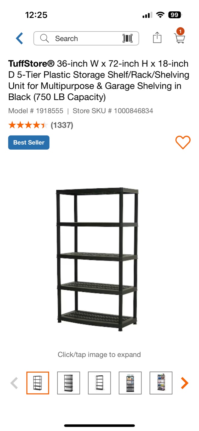 Plastic Shelving Unit - Black (3 Units) - photo 2