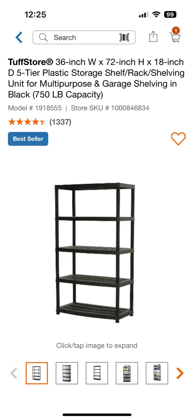 Plastic Shelving Unit - Black (3 Units) image indicator(2)