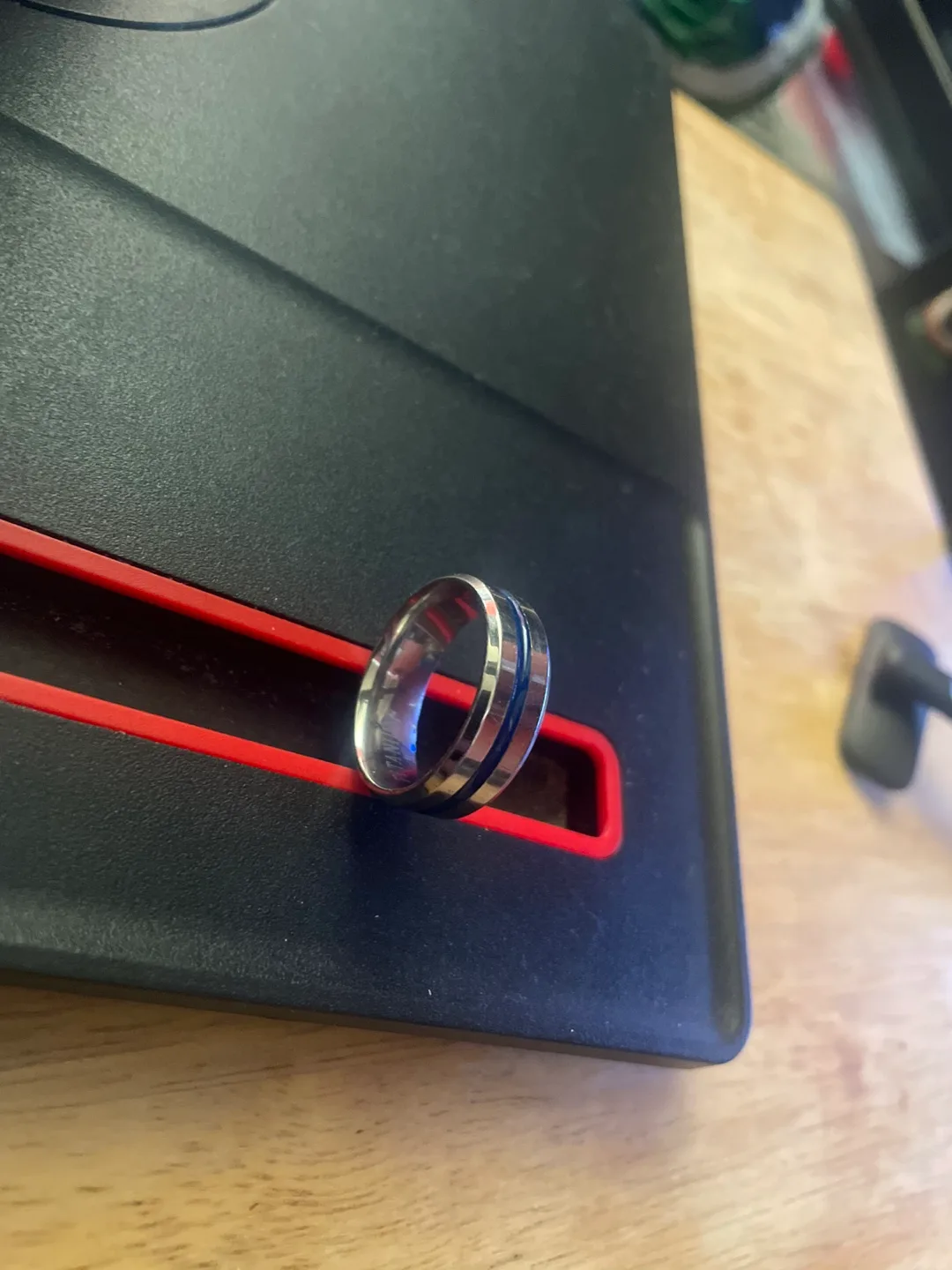 Titanium Ring with Blue Inlay image indicator(2)