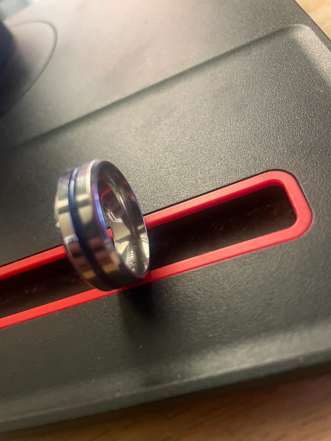 Titanium Ring with Blue Inlay image indicator(3)