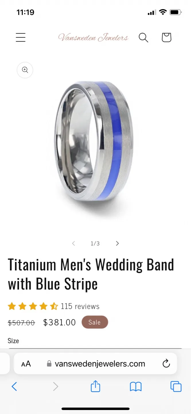 Titanium Ring with Blue Inlay image indicator(6)