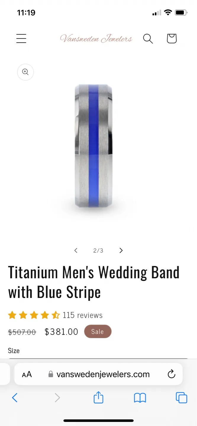 Titanium Ring with Blue Inlay image indicator(7)