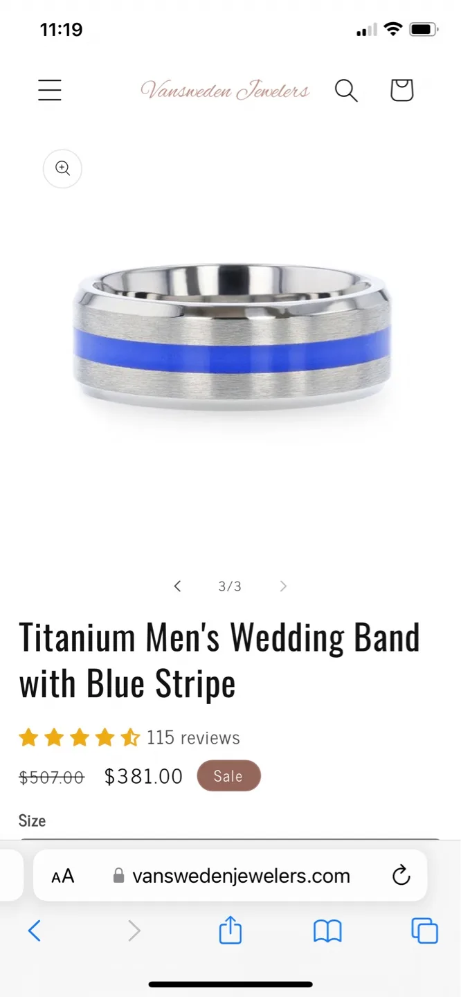 Titanium Ring with Blue Inlay image indicator(8)