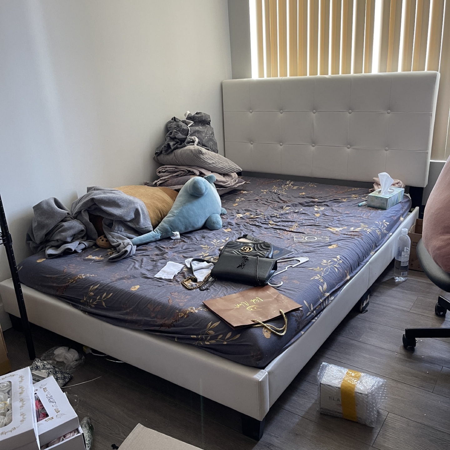 Full Size White Bed Frame WITH mattress - photo 2