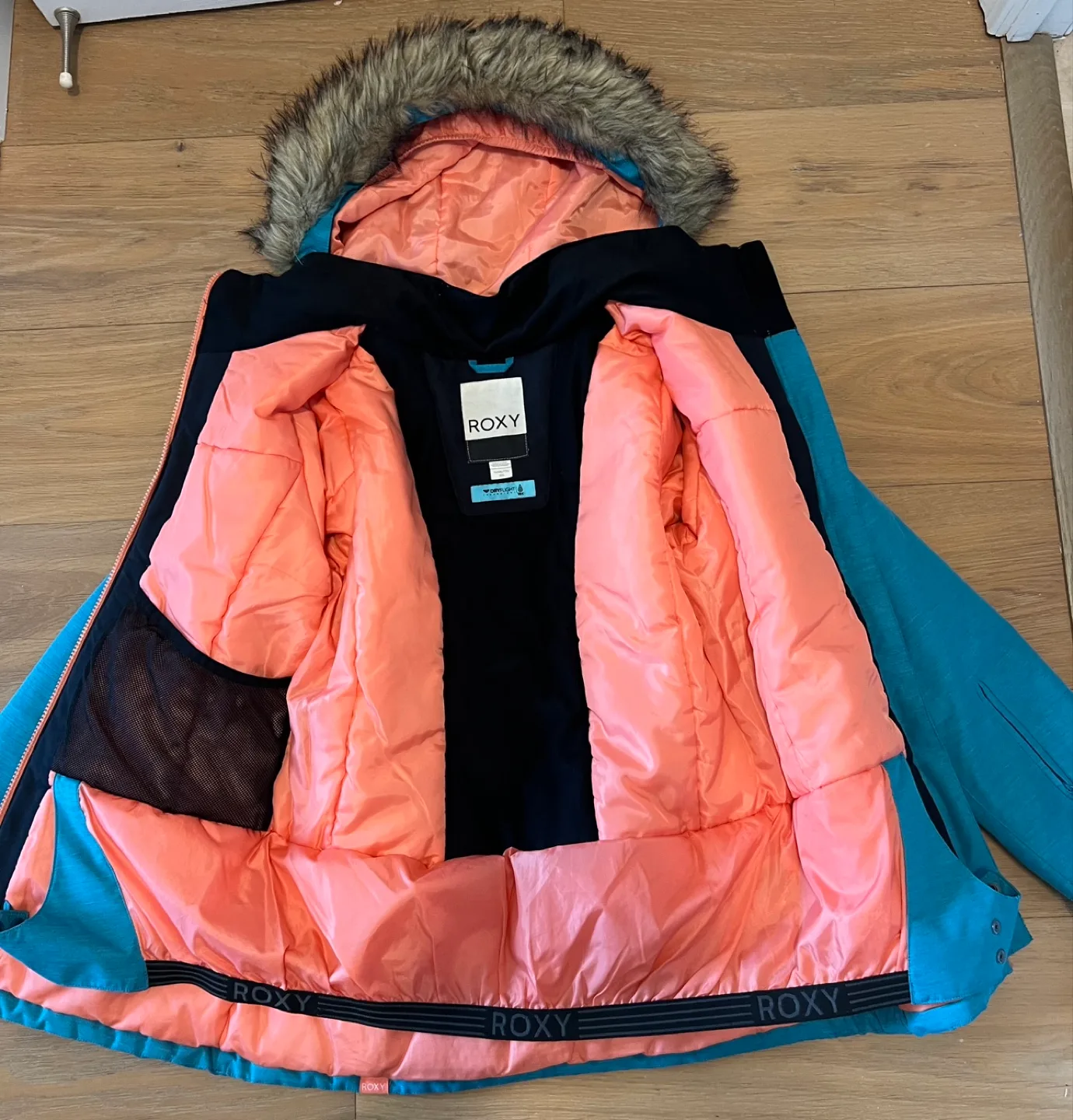 Roxy Snow Jacket - Teal/Coral - Size 16 youth image indicator(3)