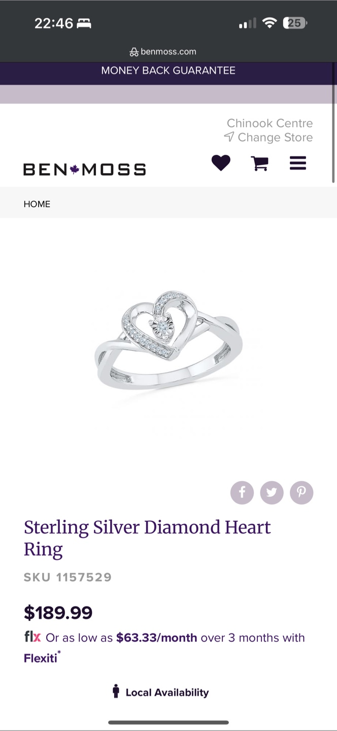 Ben Moss Sterling Silver Diamond Heart Ring - photo 3