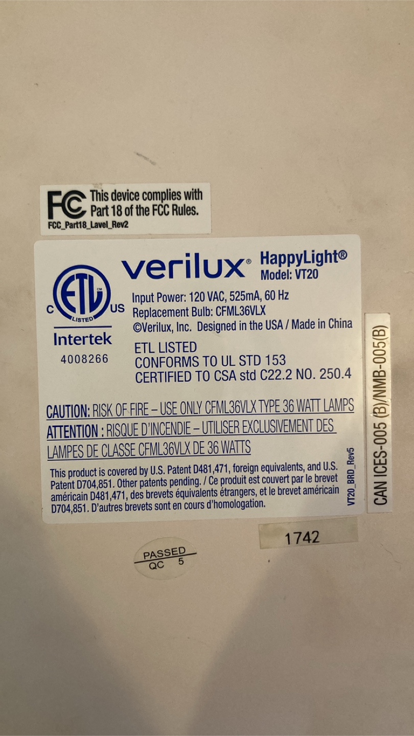 Verilux HappyLight VT20 Light Therapy Lamp - photo 4