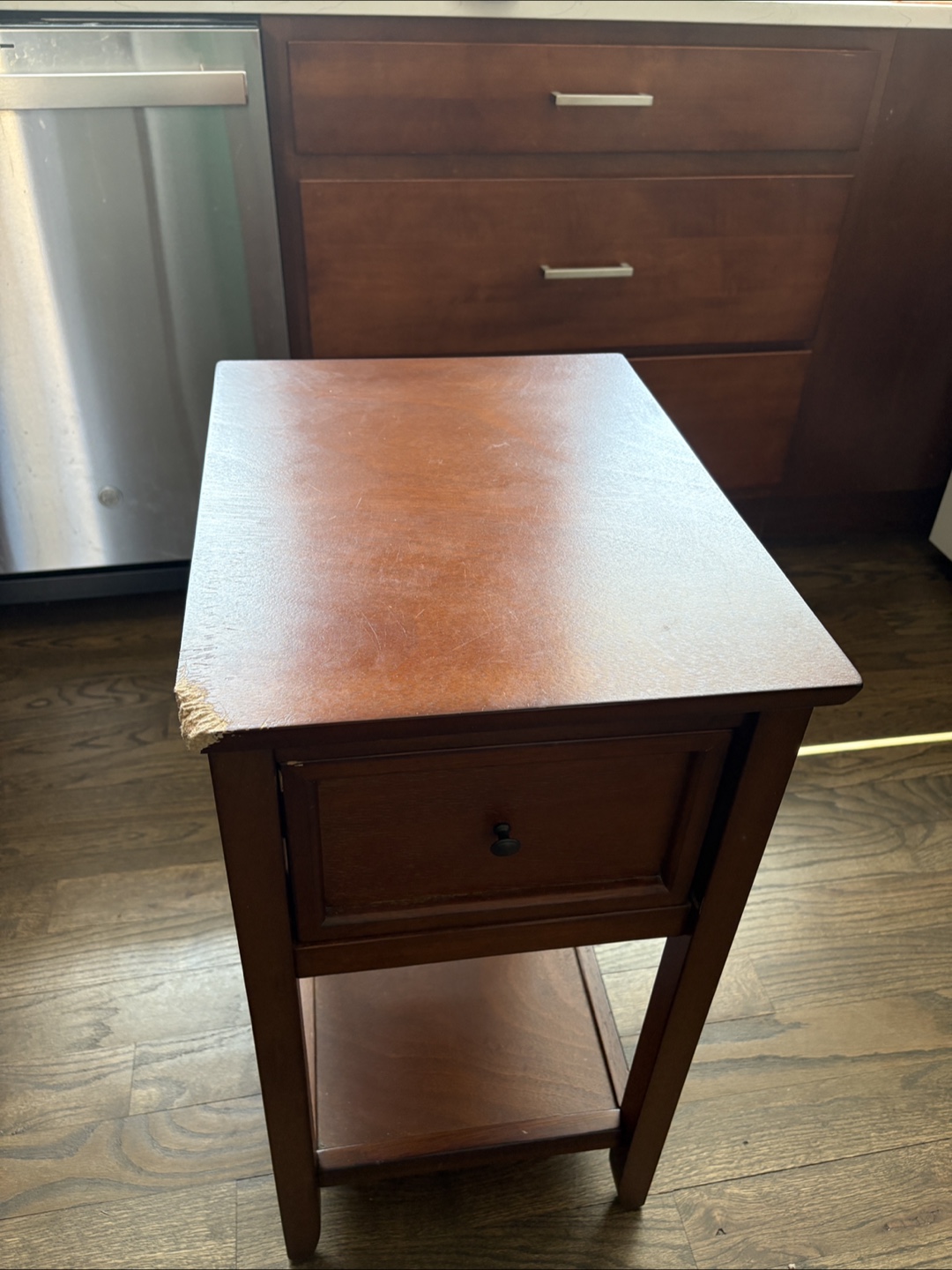 Small Wooden End Table with Drawer and Shelf - photo 2