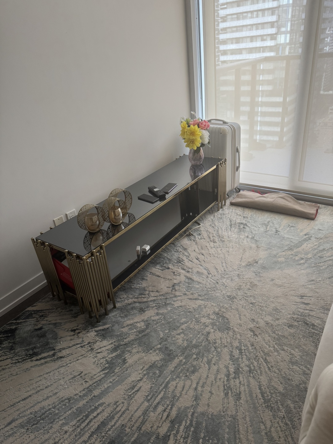 Gold Metal Frame Glass Top Coffee Table - photo 2