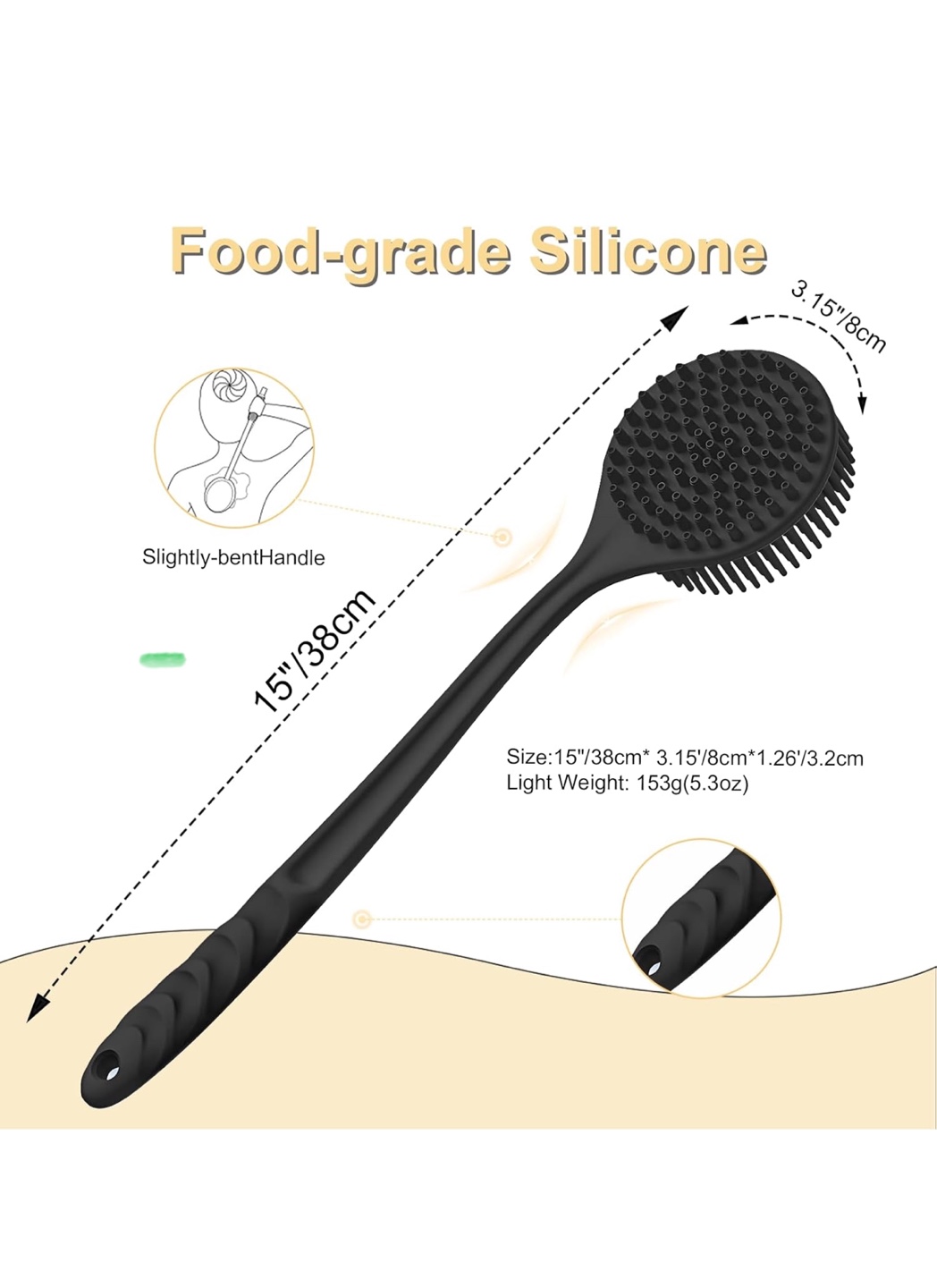 Long-handled Silicone Back Scrubber Brush - photo 3