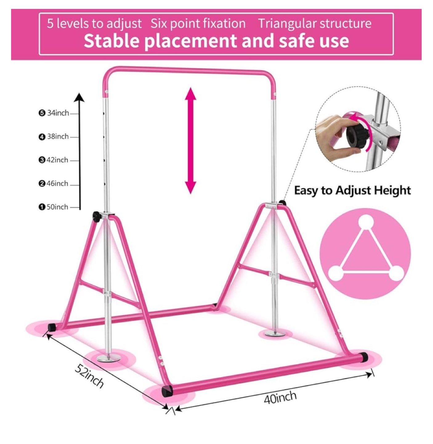 Pink Kids Gymnastics Bar with Mat - photo 5
