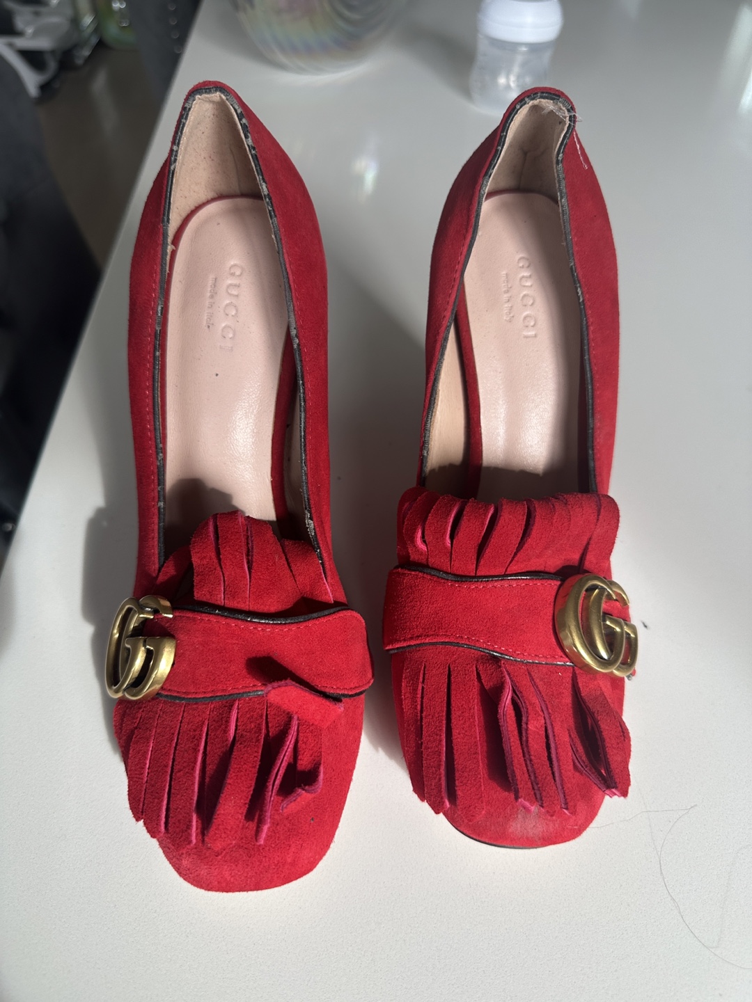 Pre-owned Gucci Fringe Heels - Red and Black - photo 3