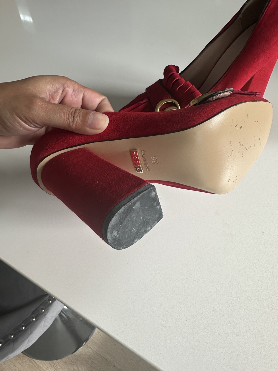 Pre-owned Gucci Fringe Heels - Red and Black - photo 2