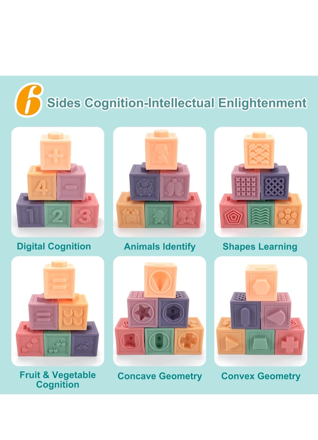 12-Piece Soft Baby Building Blocks, Montessori Toys - photo 5