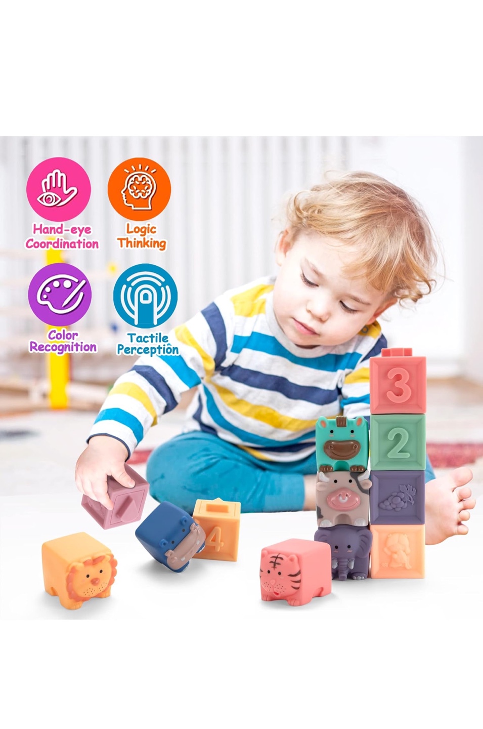 12-Piece Soft Baby Building Blocks, Montessori Toys - photo 3