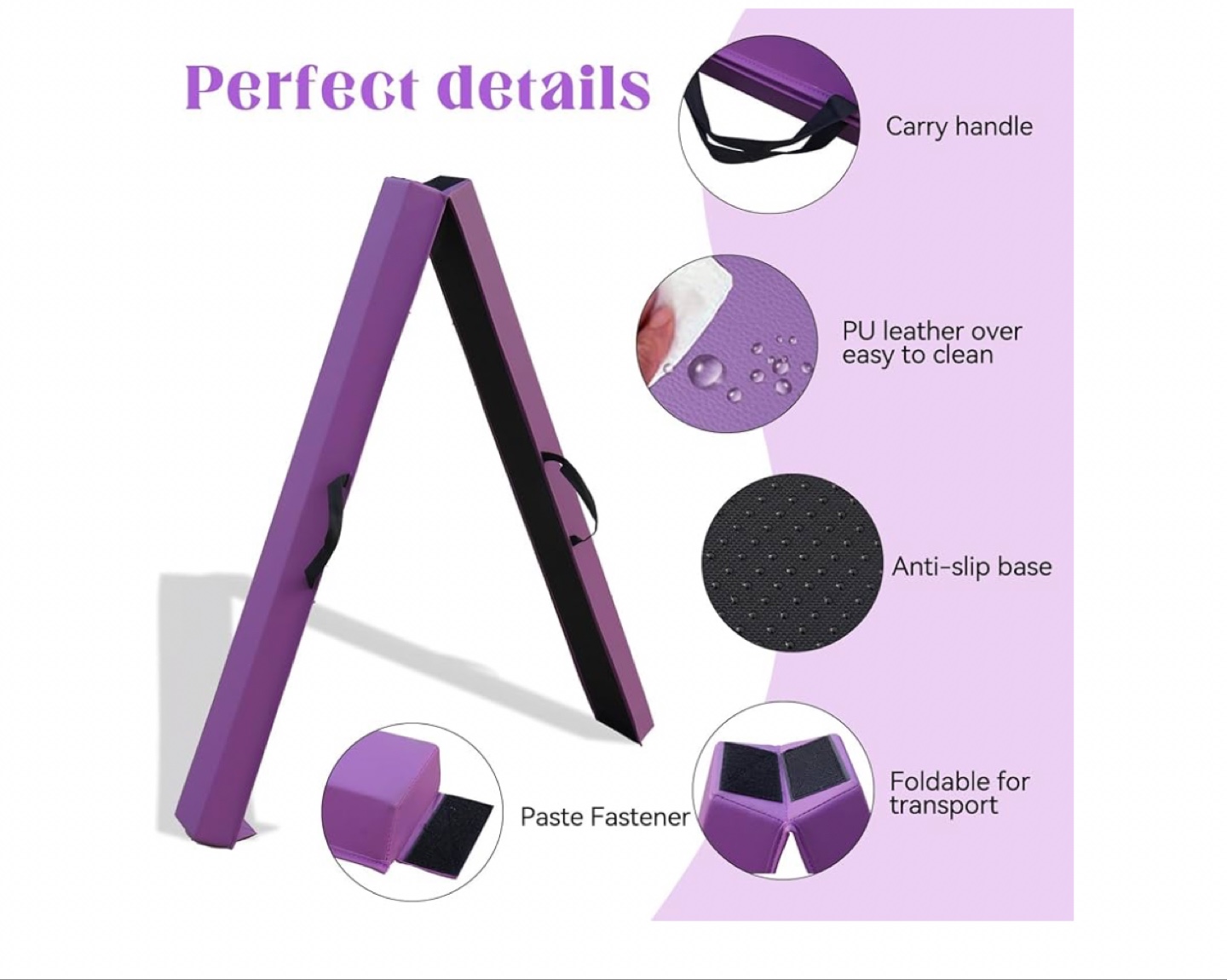Foldable Gymnastics Balance Beam - Purple - photo 3