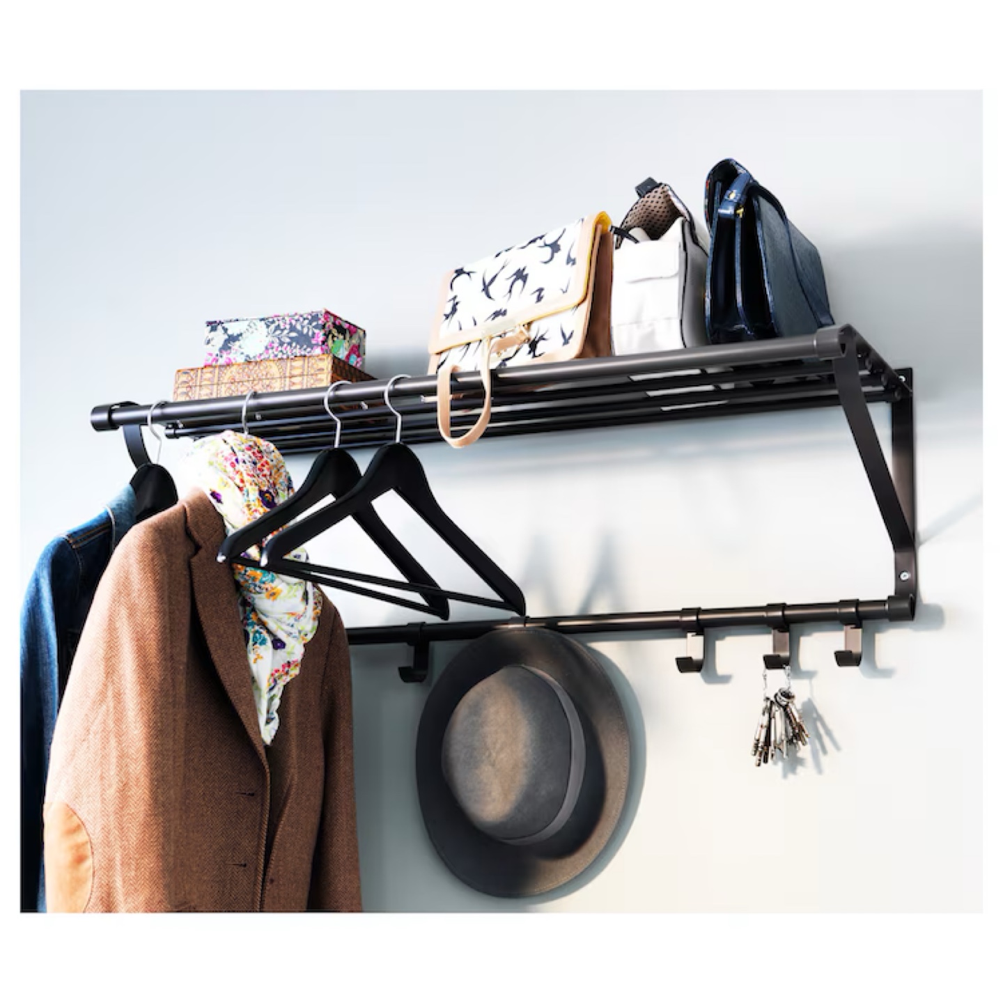 IKEA PORTIS Wall Mounted Hat Rack with Shelf on Top, Unassembled - photo 2
