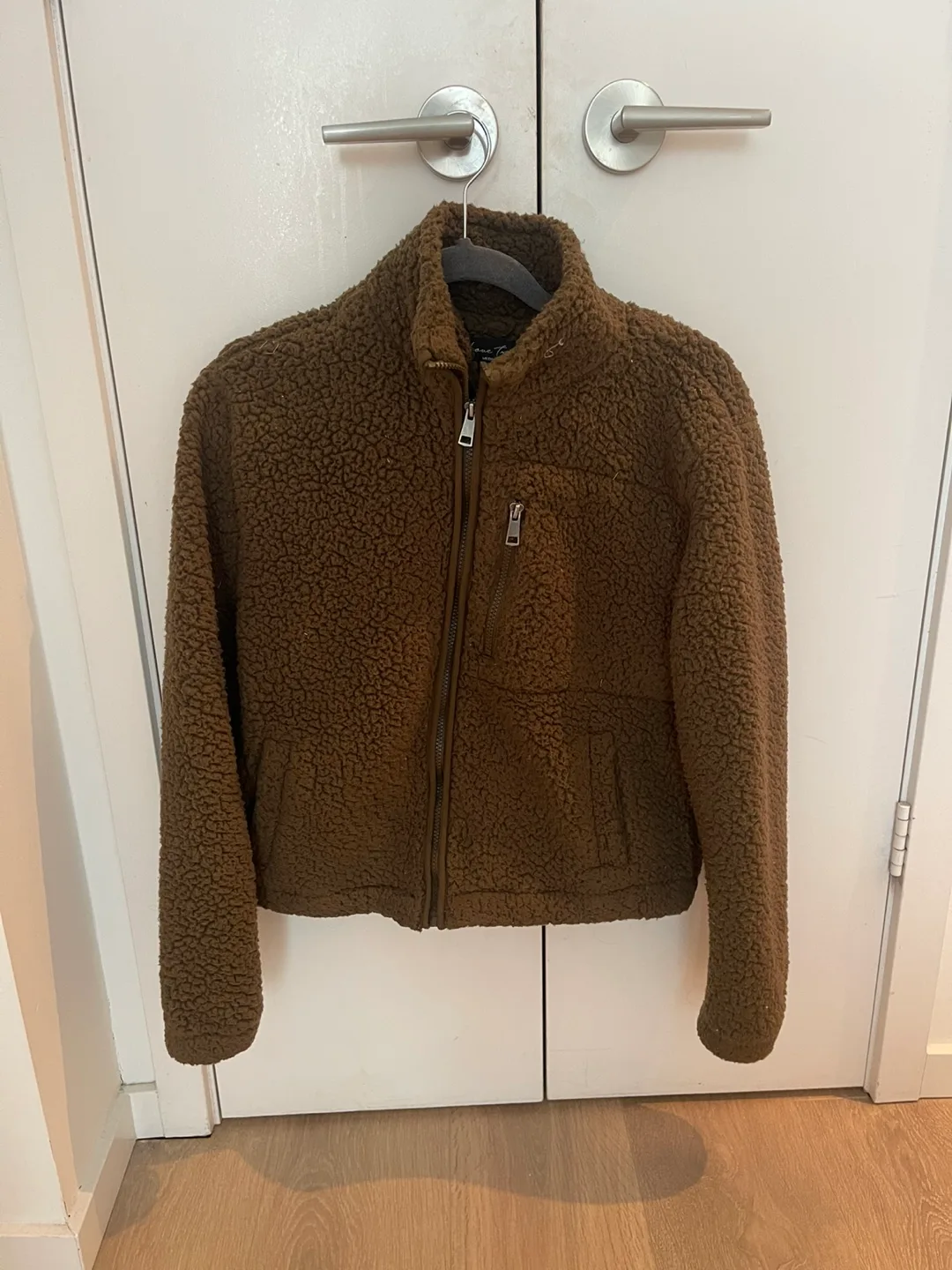 Love Tree Olive Green Teddy Fleece Jacket - Size Medium thumbnail