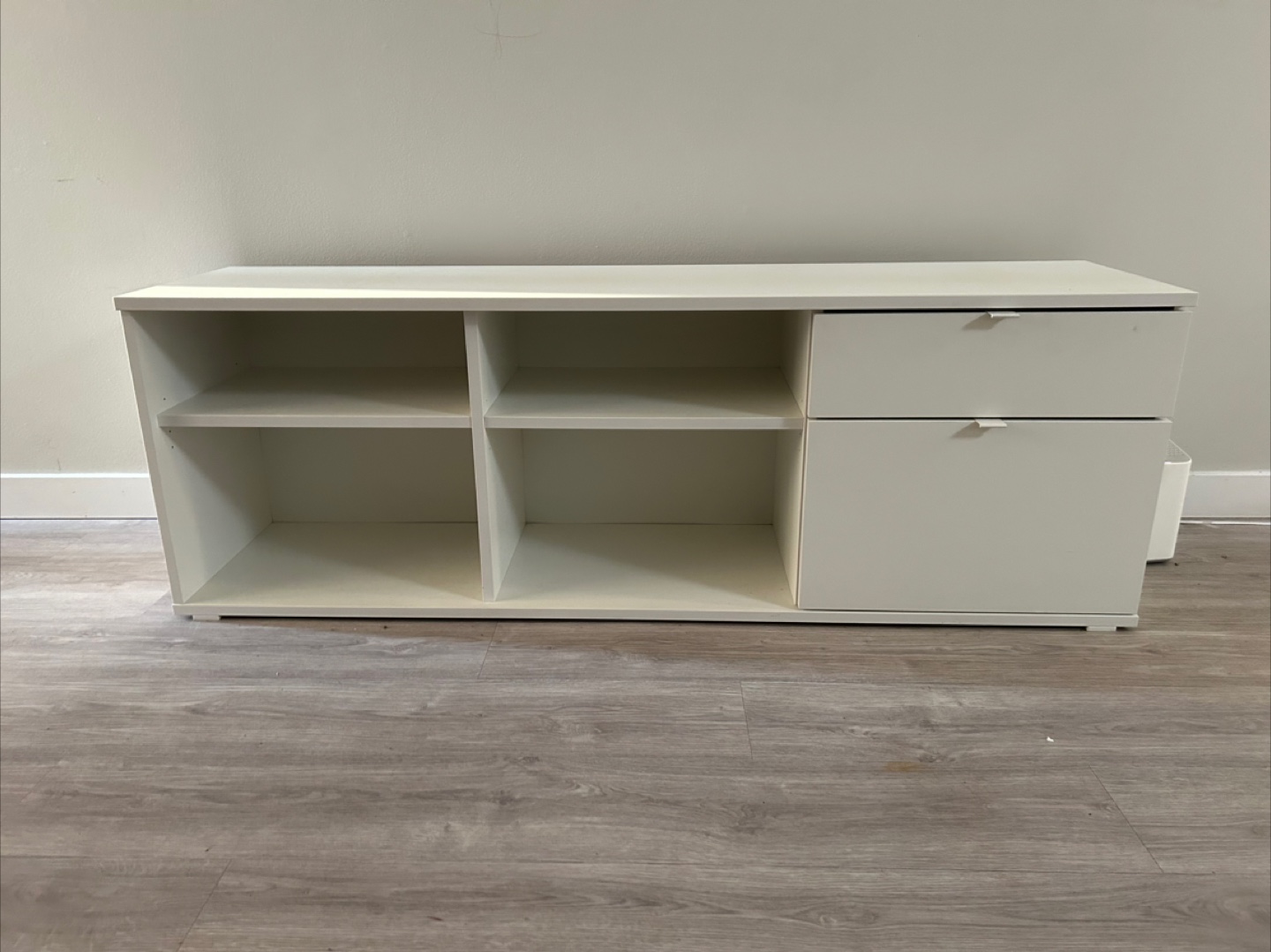 VIHALS TV bench, White Storage Cabinet with Shelves and Drawers - photo 3