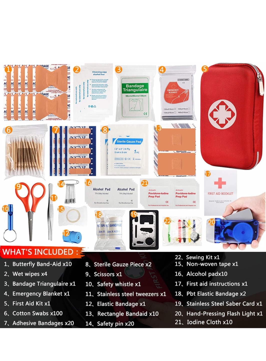 First Aid Kit 200pcs, First Aid Kit for Family Emergency Care. - photo 2