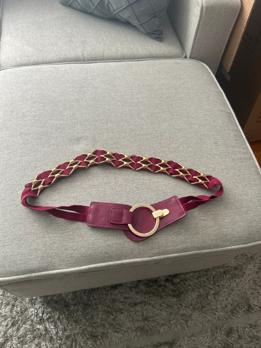 Burgundy and Gold Chain Belt thumbnail