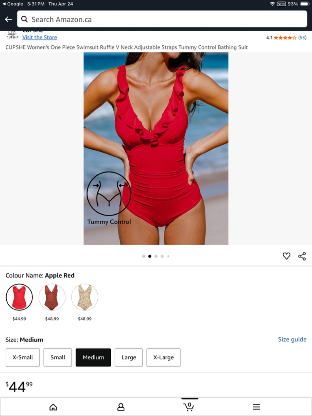 Cupshe Women's One-Piece Swimsuit - Apple Red - Size Medium - photo 2