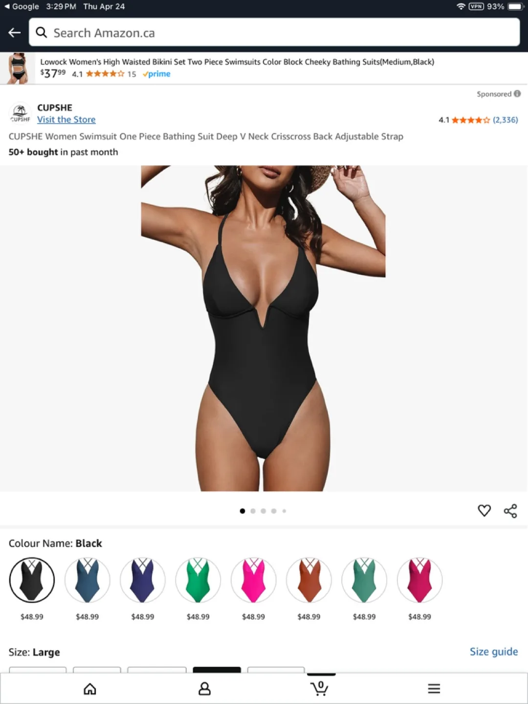 Cupshe Women's Deep V Neck Crisscross One Piece Swimsuit image indicator(3)