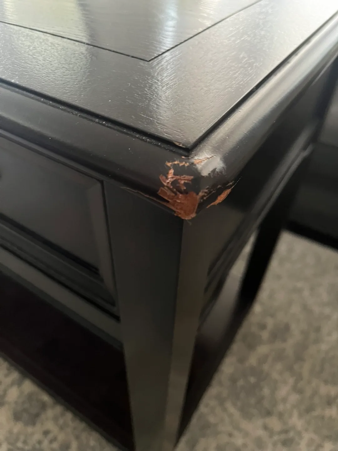 Dark Brown Console Table with Drawers and Shelf image indicator(5)