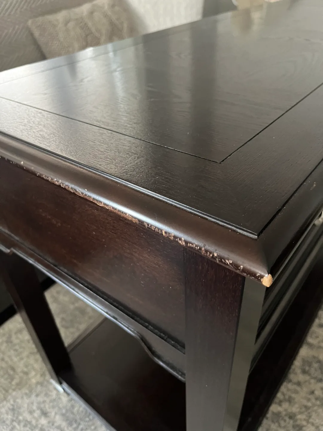 Dark Brown Console Table with Drawers and Shelf image indicator(6)