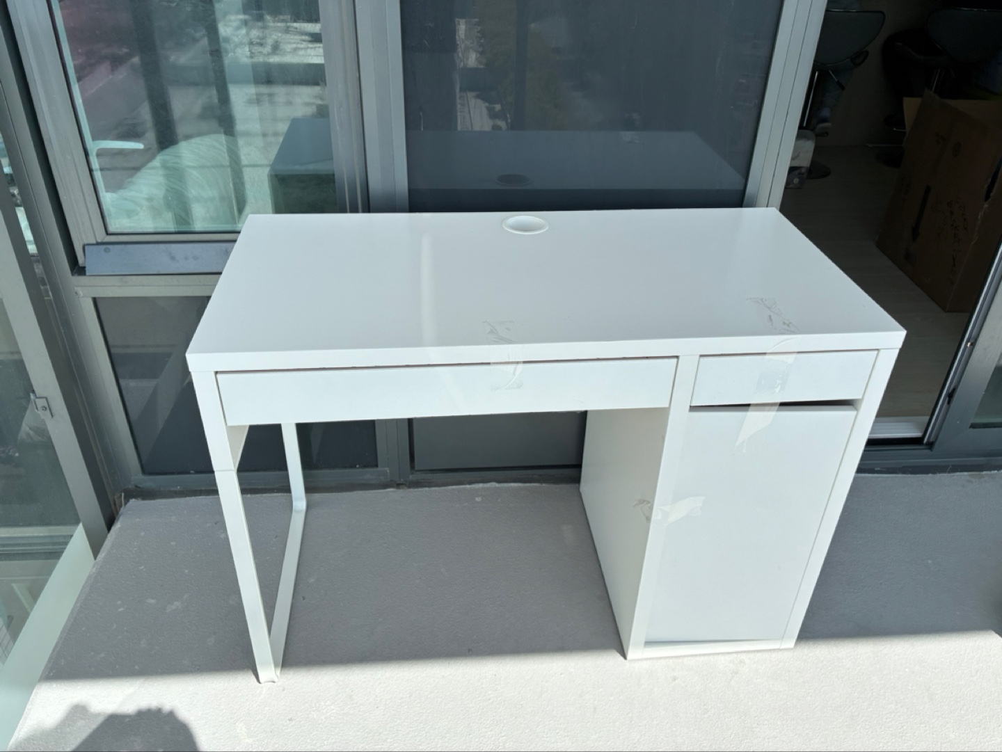 White IKEA desk with drawer and cabinet - photo 4