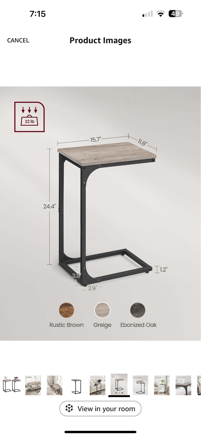 VASAGLE Set of Two C-Shaped End Tables - photo 5
