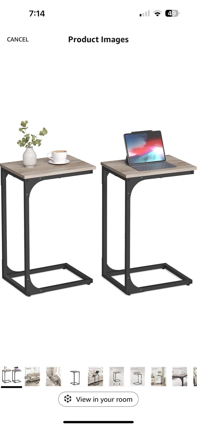 VASAGLE Set of Two C-Shaped End Tables