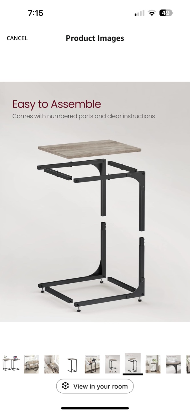 VASAGLE Set of Two C-Shaped End Tables - photo 4