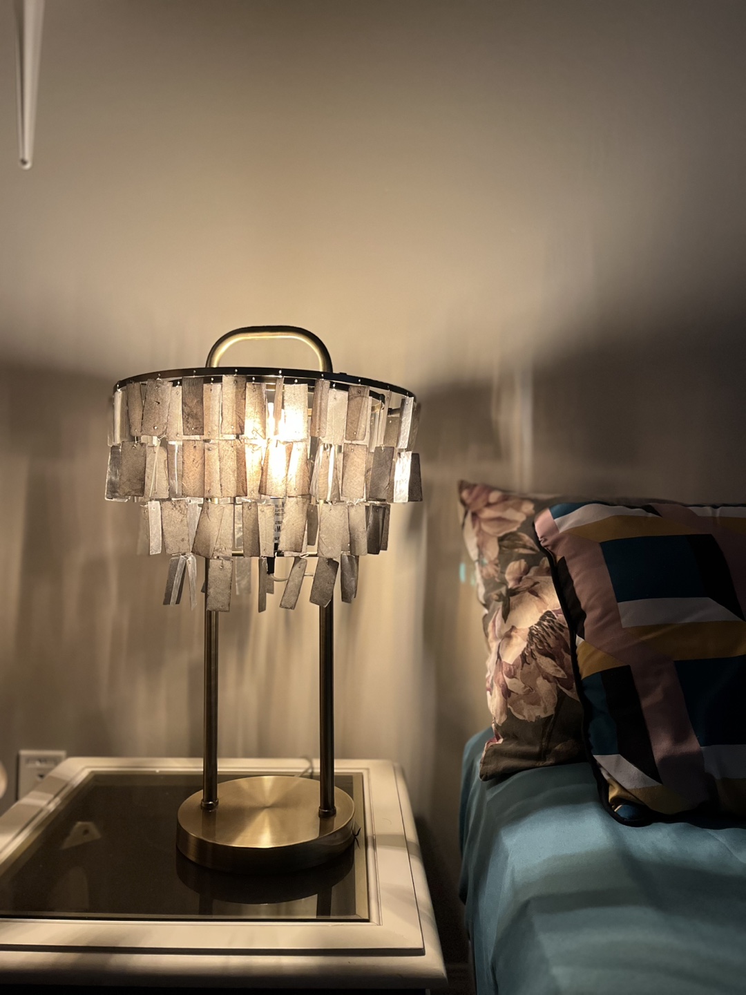 Pair of Urban Barn Amabel Capiz Table Lamps Brass