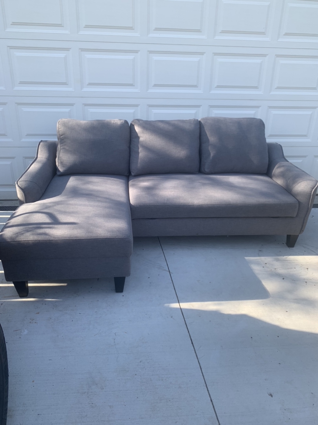 Grey Fabric Sectional Sofa with Chaise Lounge