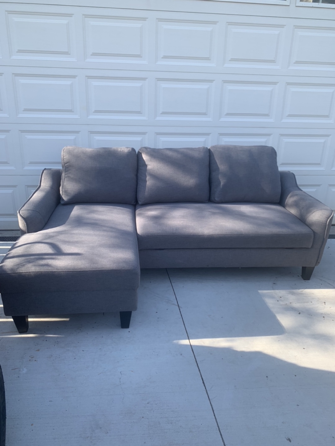 Grey Fabric Sectional Sofa with Chaise Lounge - photo 2