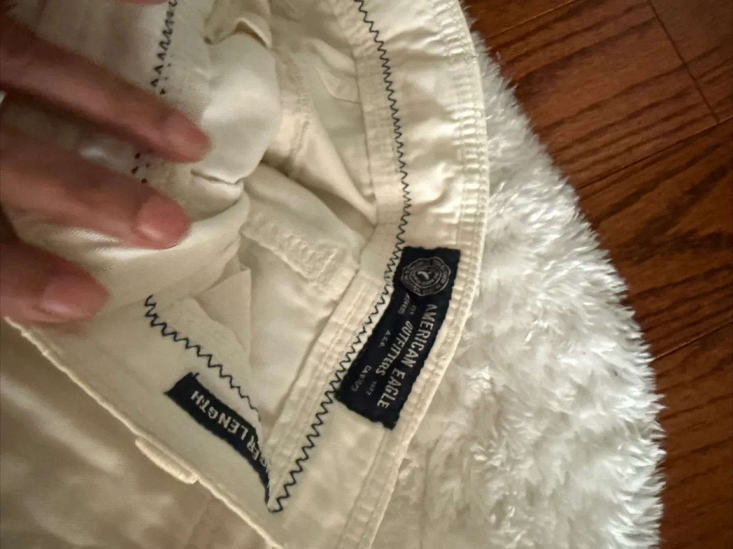 American Eagle Outfitters Women's Off-White Long Length Shorts image indicator(2)