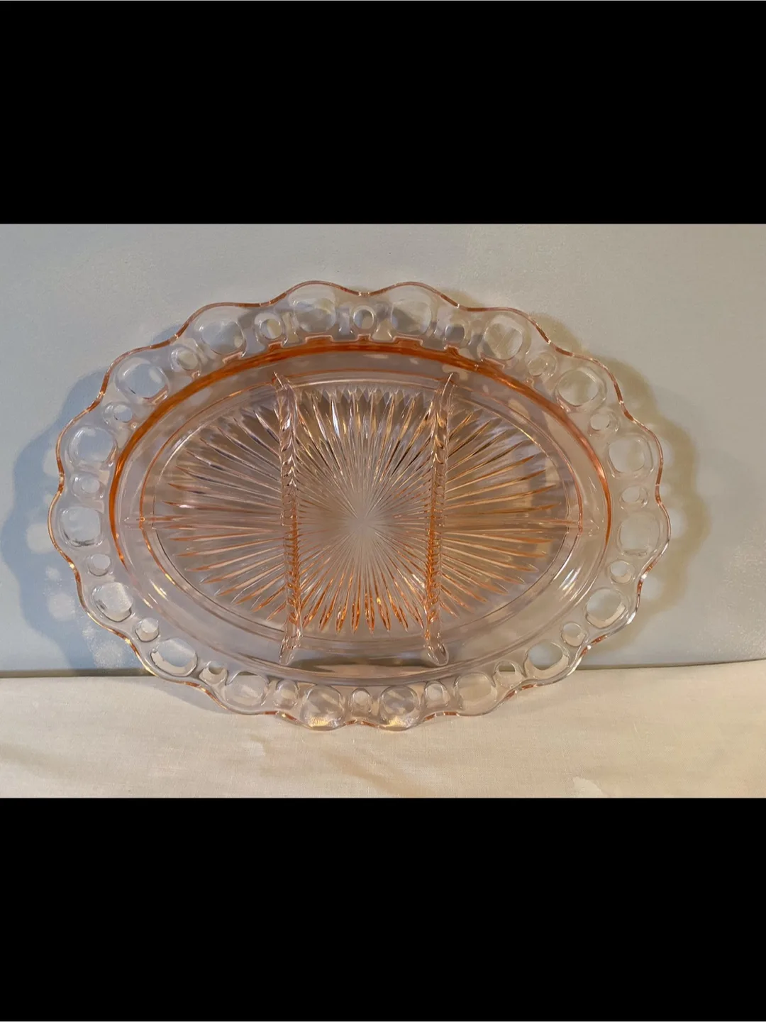 Vintage Pink Depression Glass Divided Platter image indicator(2)