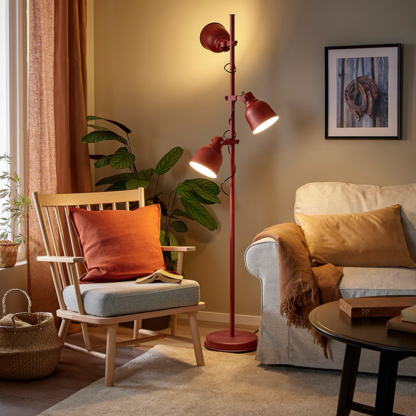 IKEA FADO Three-Light Floor Lamp - Red
