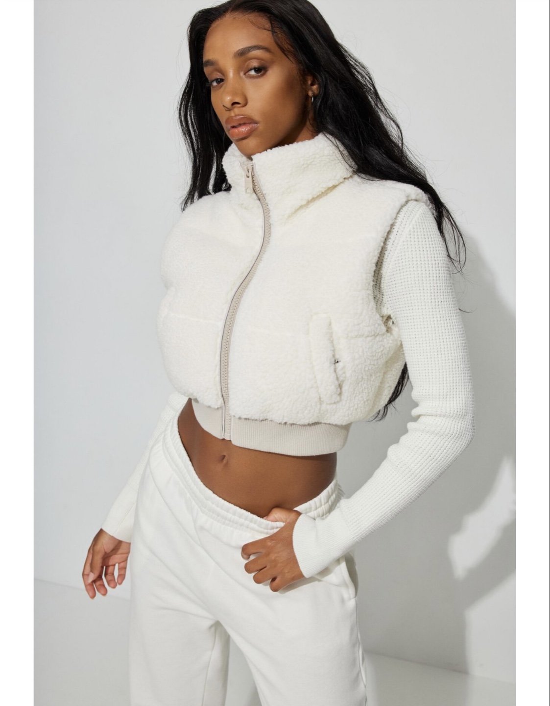 Garage Cream Sherpa Vest Size S