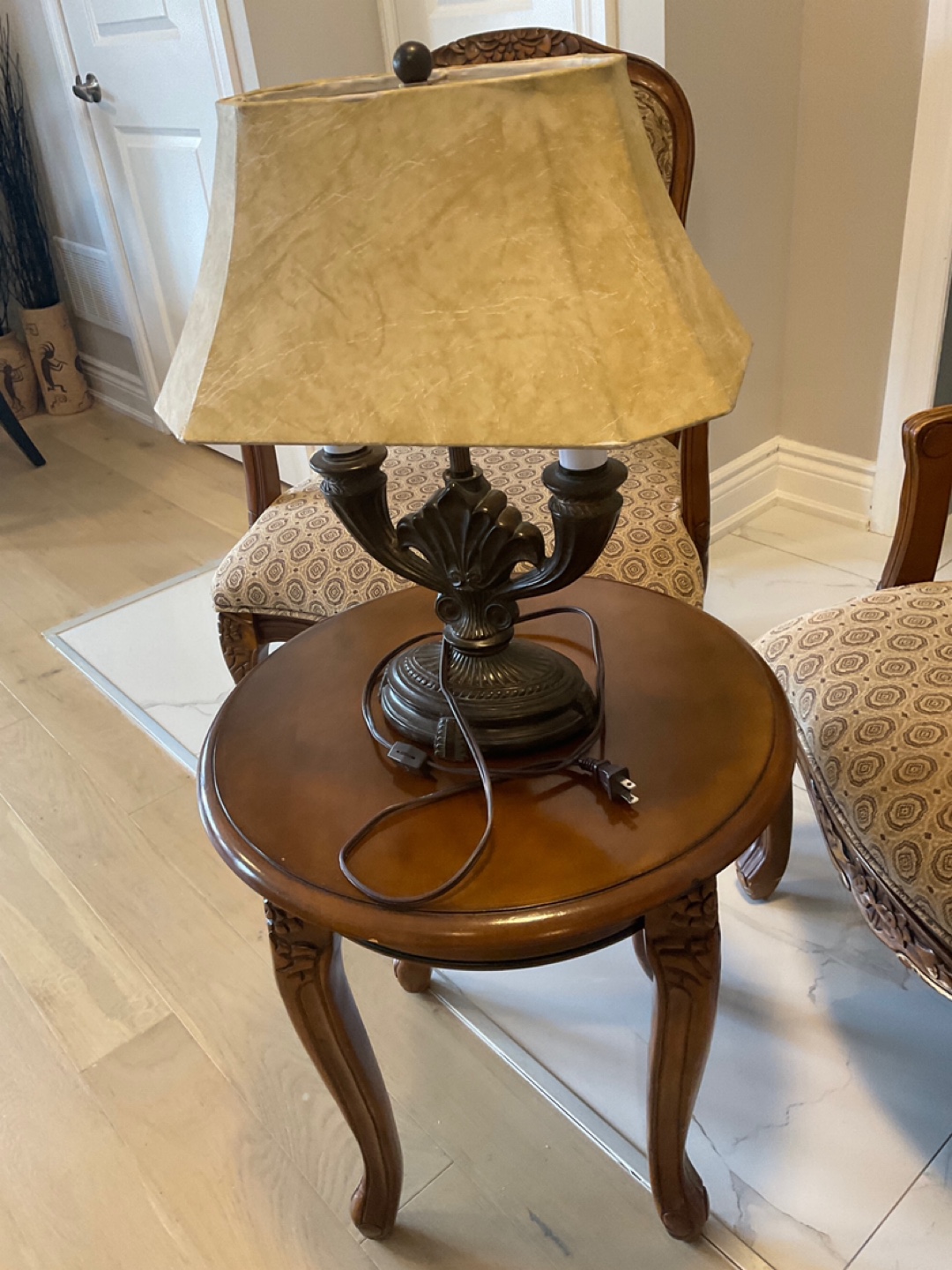 Two Armchairs and End Table Set