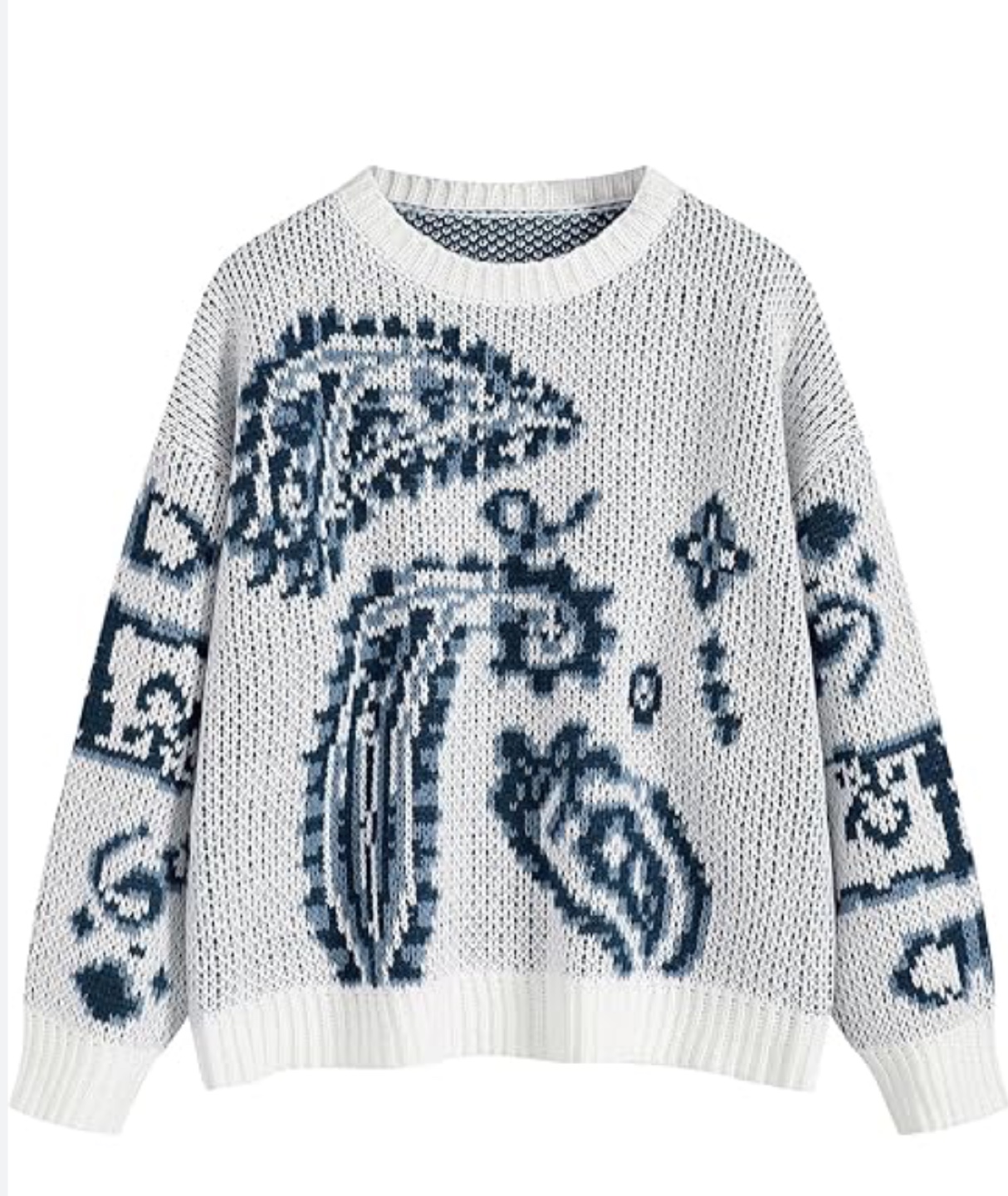 Women's Knitted Crewneck Comfy Long Sleeve Pullover -M
