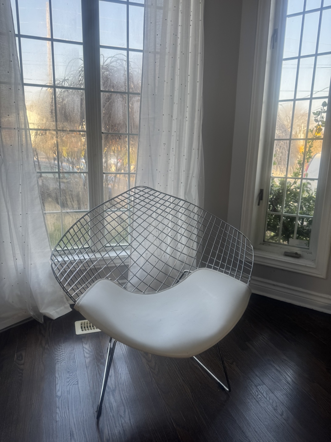 Wire Chair with White Cushion