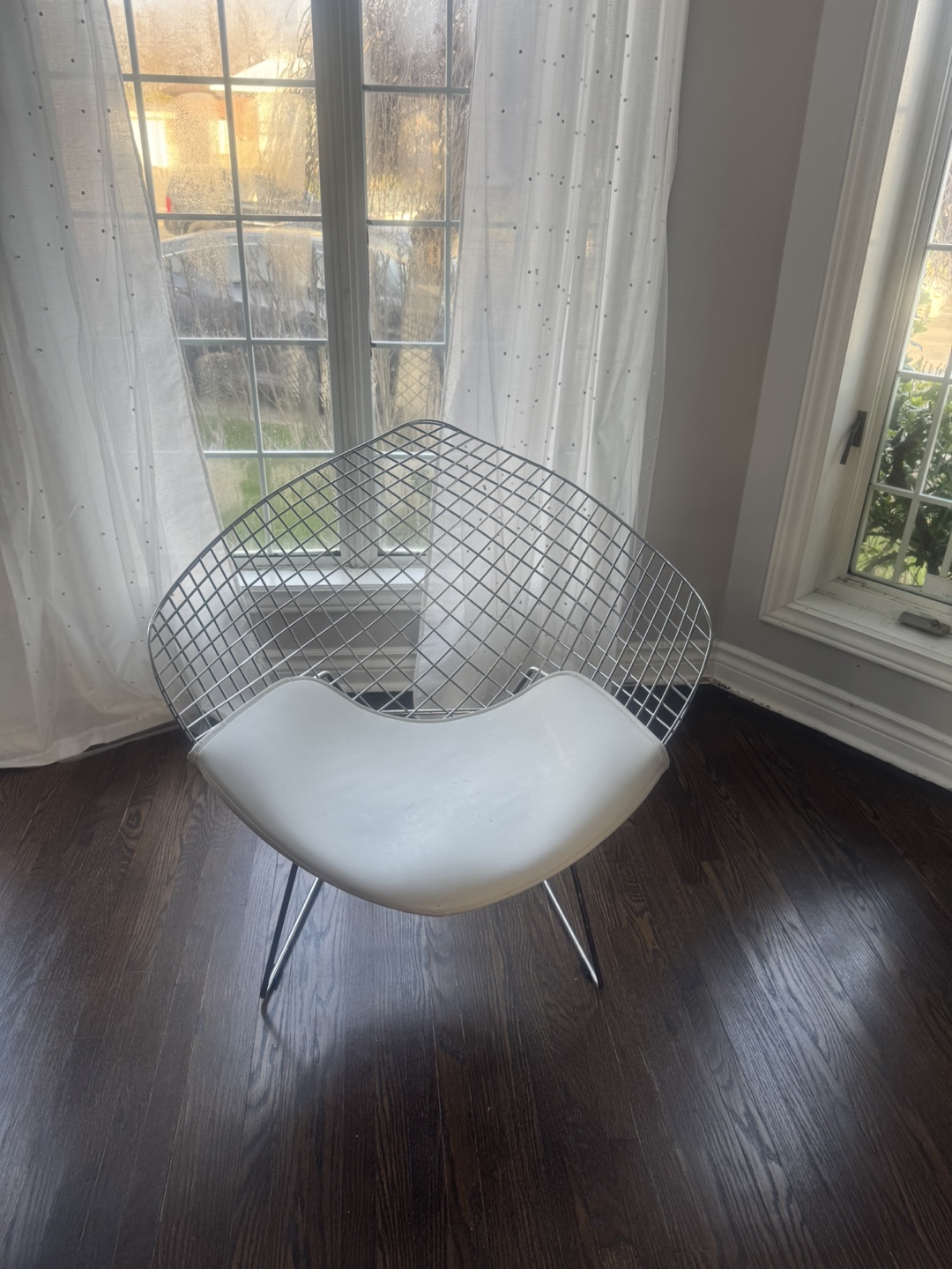 Wire Chair with White Cushion - photo 2
