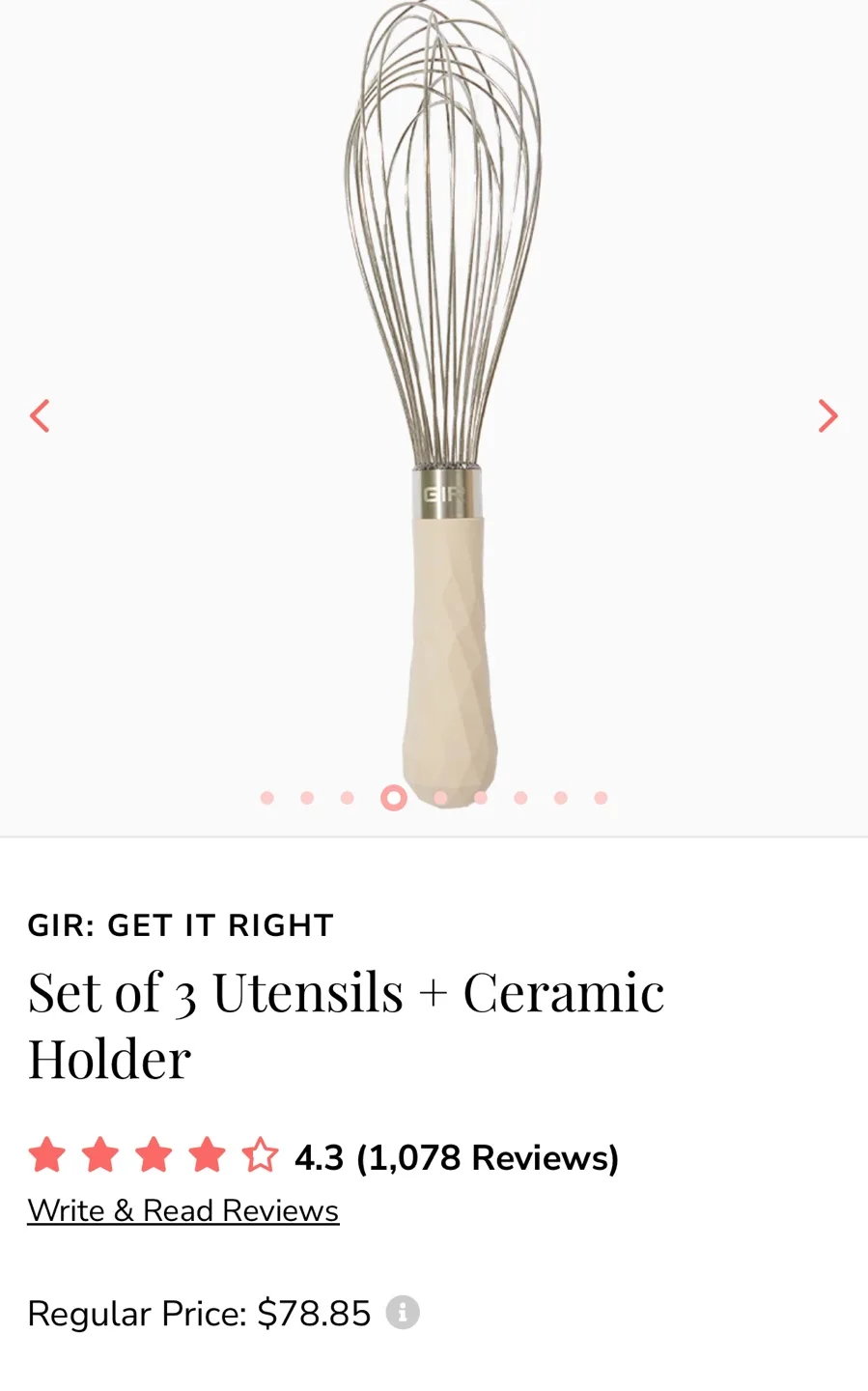 🍓NEW! REG $108 GIR Set of 3 Utensils + Ceramic Holder image indicator(5)