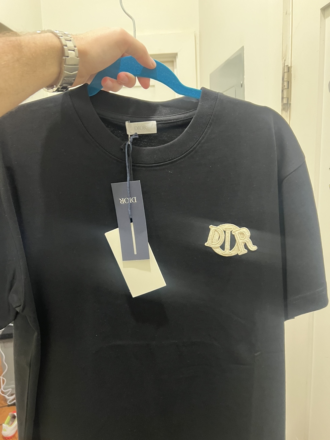 Dior Men's Black T-Shirt with Logo