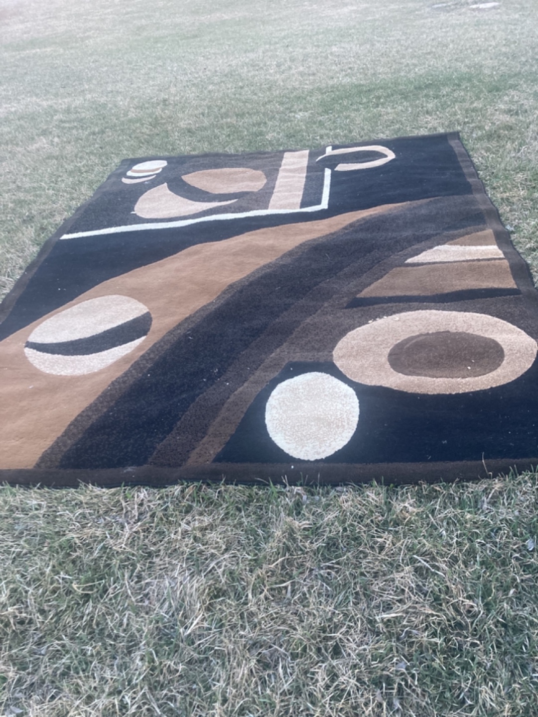 Abstract Area Rug - Brown, Beige, Black