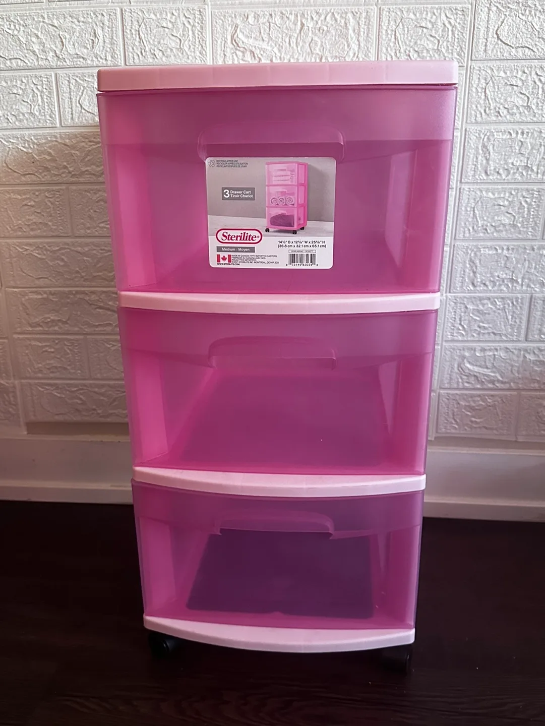 Sterilite 3-Drawer Cart - Pink thumbnail