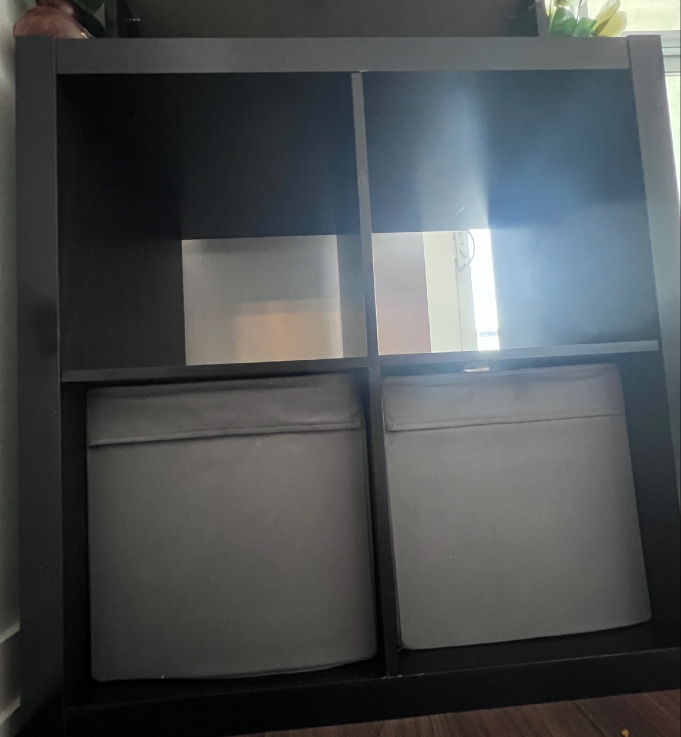 Black IKEA Kallax 2x2 Shelving Unit