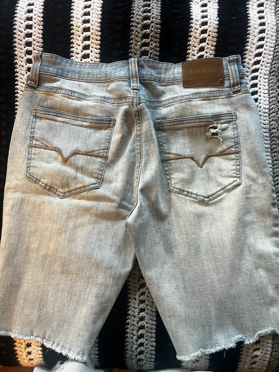 Men's Guess Distressed Denim Shorts image indicator(2)